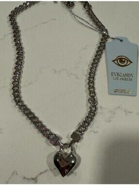Silver Eye Candy Heart Padlock Necklace